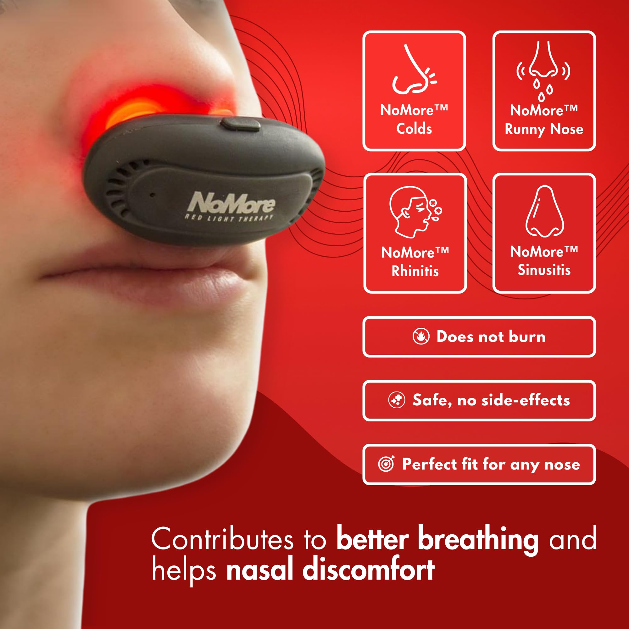 NoMore Original nose device travel-friendly size supports on-the-go routines.