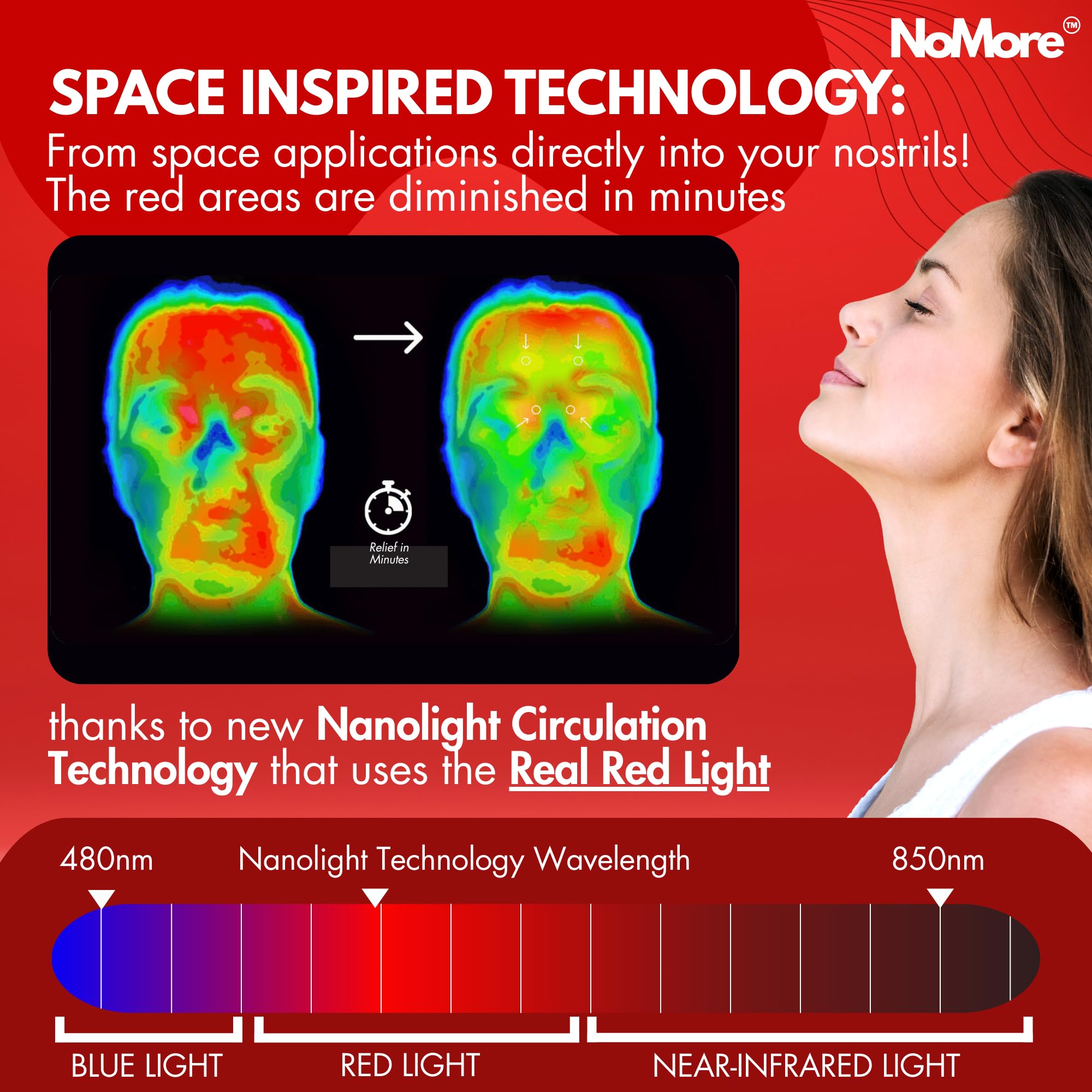 NoMore Original nose device USB-charged for travel, on-the-go use.