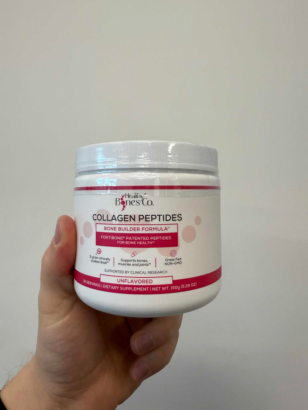 Non-GMO label on Fortibone packaging emphasizes quality standards
