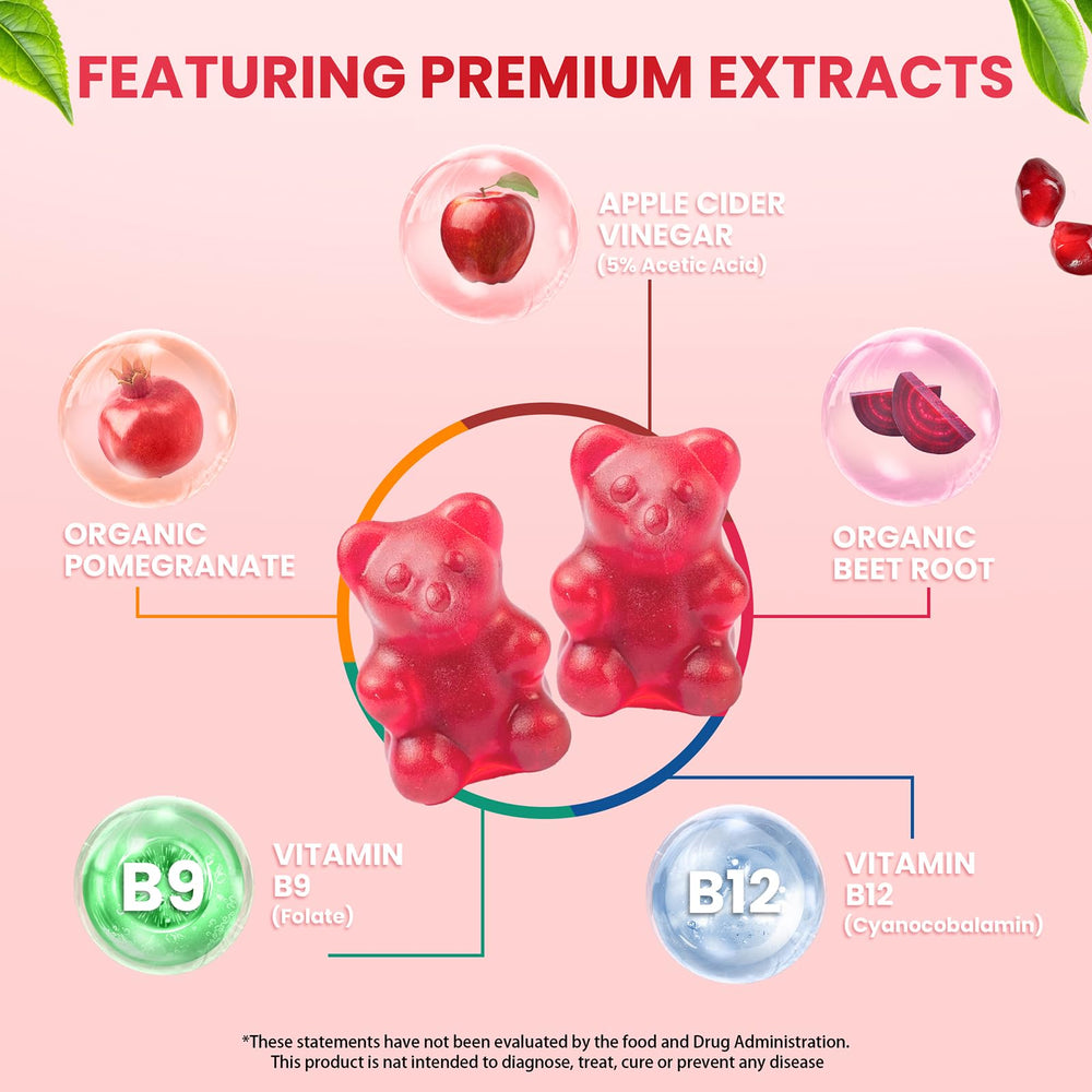 Gummies poured from bottle illustrate convenient daily dose for on-the-go nutrition.