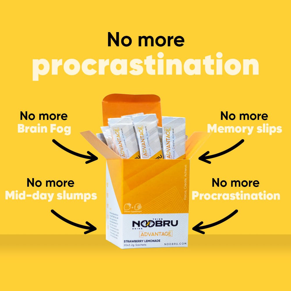 Noobru Advantage bottle alongside multiple sachets for portability.