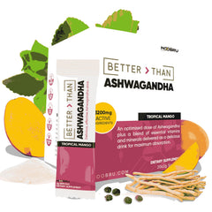 Noobru Better Than Ashwagandha bottle front promotes calm focus for daily routines.