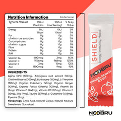 Noobru Shield sachet collection highlights convenient daily vitamins for on-the-go use.