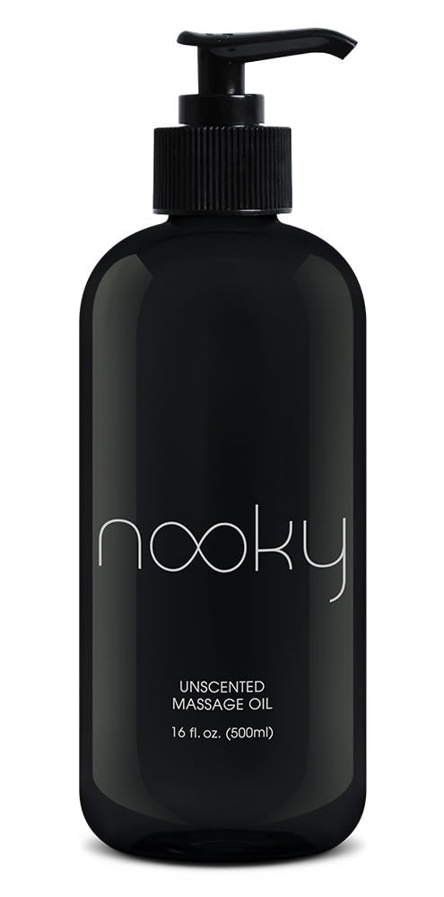 NOOKY Unscented Massage Oil massage on skin promoting smooth, hydrated feel.