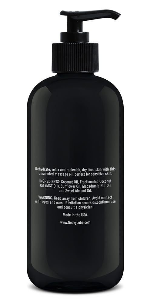 NOOKY Unscented Massage Oil in a spa-like setting for relaxation and touch.