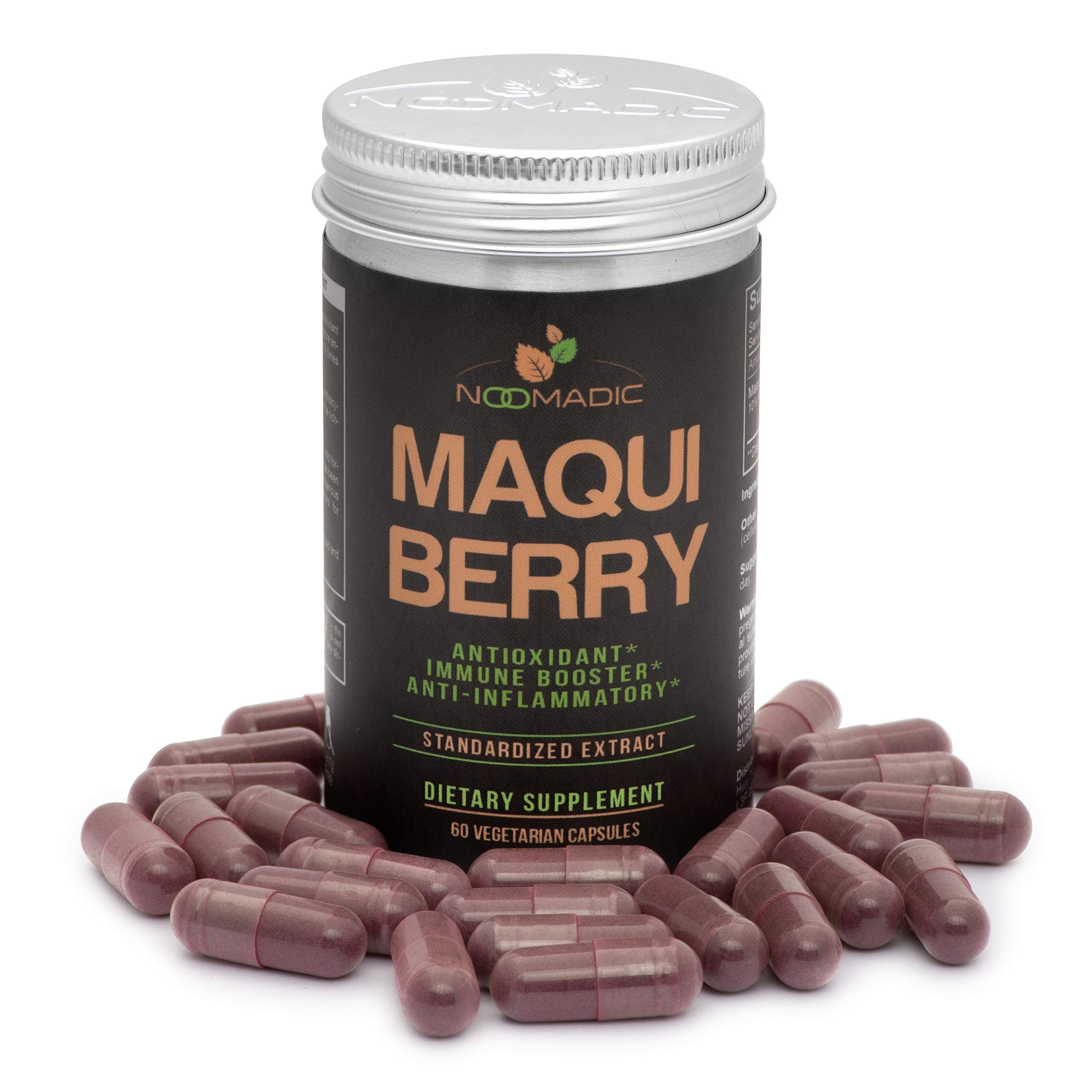 Noomadic Maqui Berry capsules close-up highlighting high-potency antioxidant support