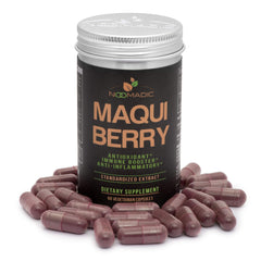 Noomadic Maqui Berry capsules close-up highlighting high-potency antioxidant support
