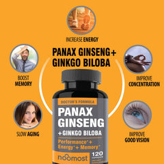 NooMost 1000mg ginseng root extract powder container highlighting potency
