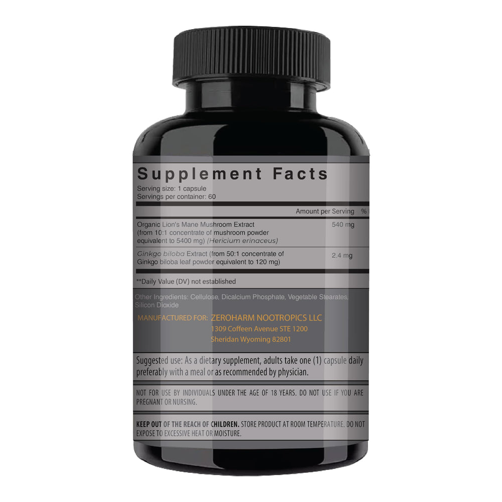 NooMost Lions Mane bottle on desk evokes focused, steady energy.