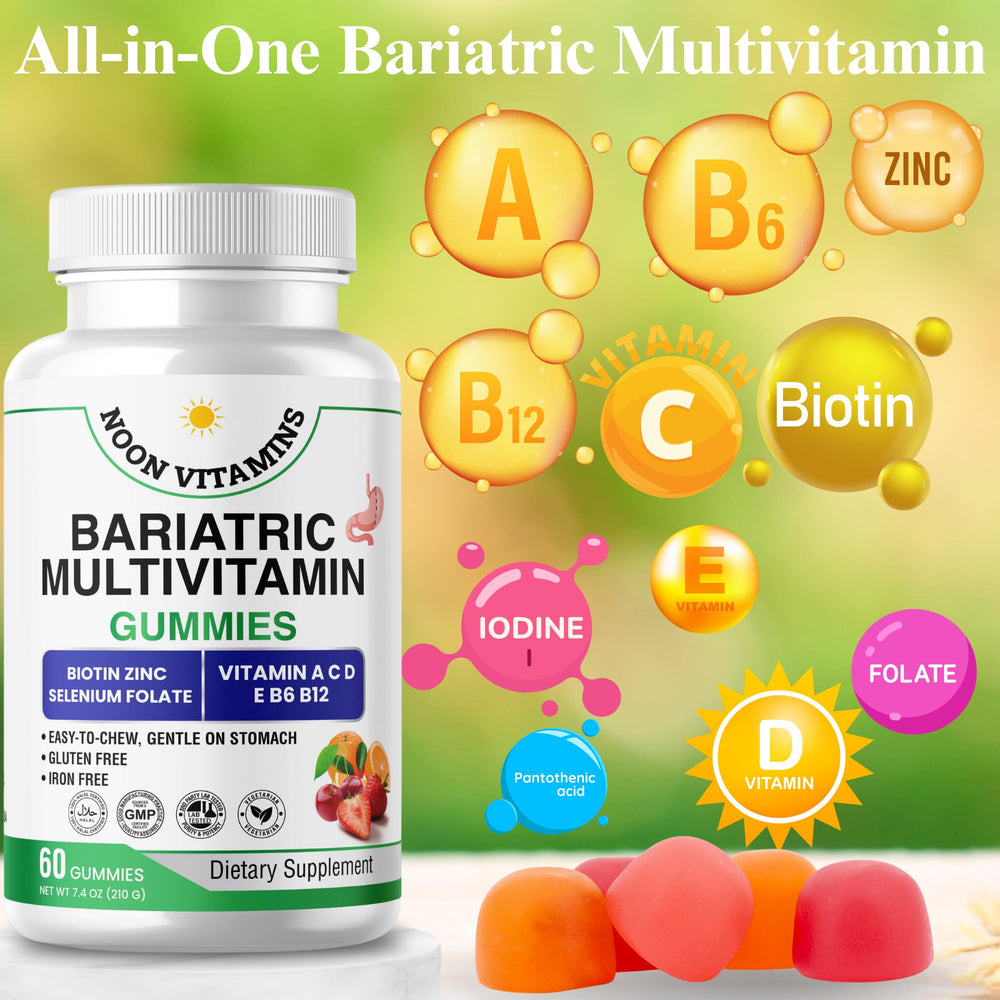 NOON VITAMINS bariatric gummies on a hand for on the go daily use.