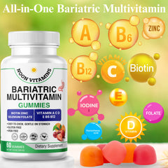 NOON VITAMINS bariatric gummies on a hand for on the go daily use.