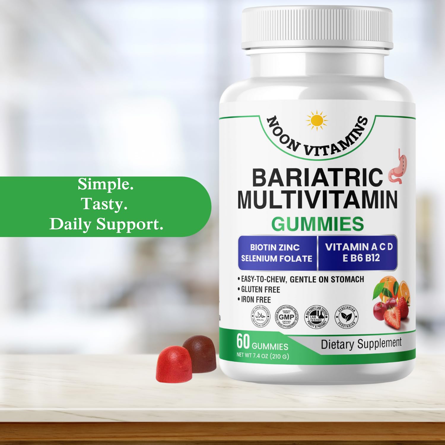 NOON VITAMINS halal-certified label visible on bottle for trusted daily supplementation.