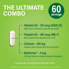 Noophoric D3 K2 capsules close-up for easy daily intake.