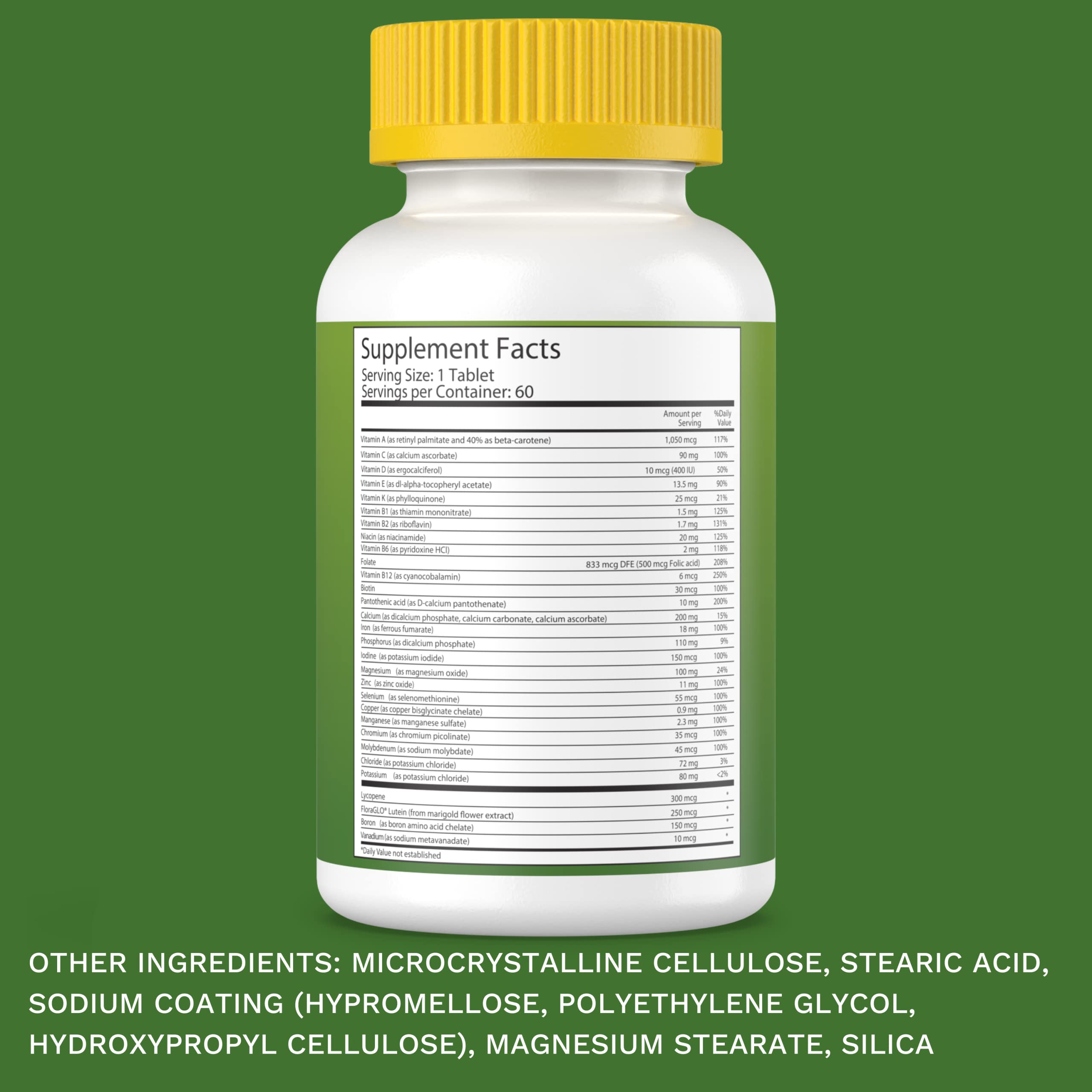 Noor Vitamins Halal Multivitamin bottle back nutrition panel.