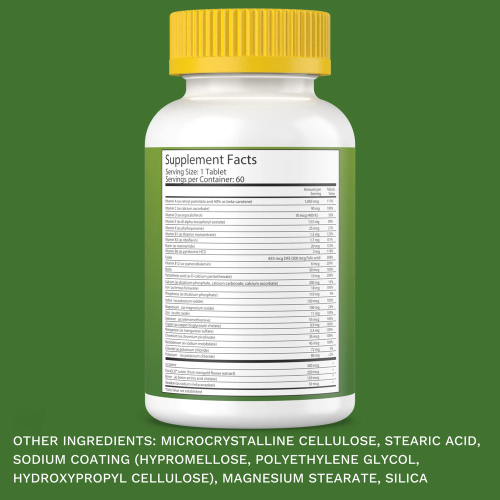 Noor Vitamins Halal Multivitamin bottle back nutrition panel.