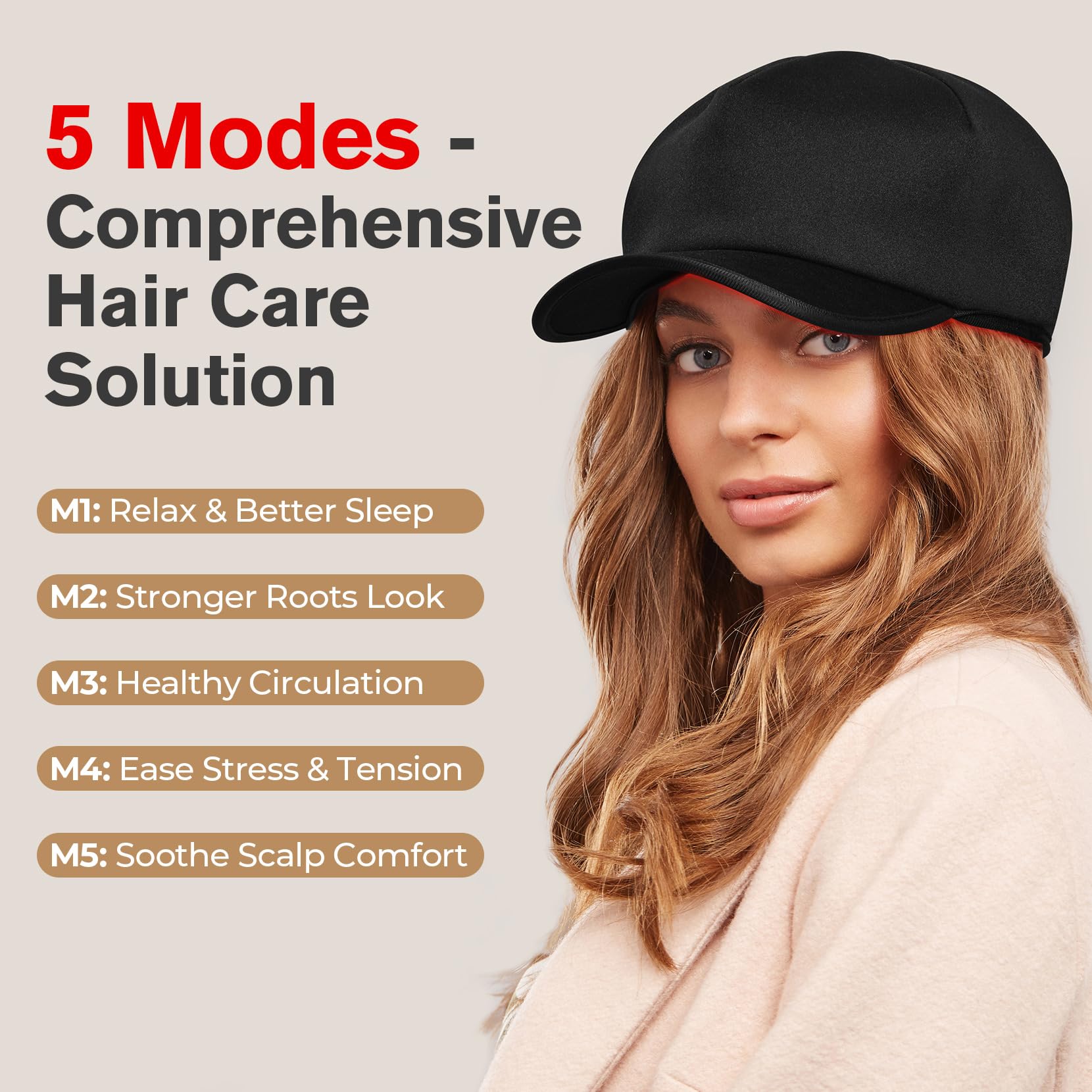 NOORUZ 540 high-density LEDs provide thorough scalp coverage for even light exposure.