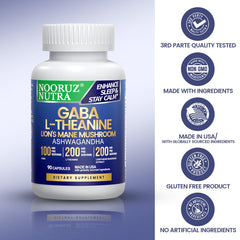 NOORUZ ashwagandha and L-Theanine blend bottle for calmer focus.