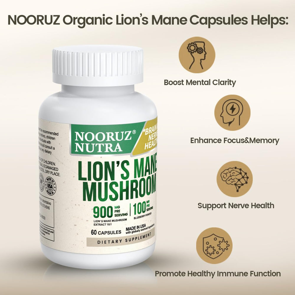 Blueberry-infused NOORUZ Lions Mane close-up suggests natural vitality and flavor