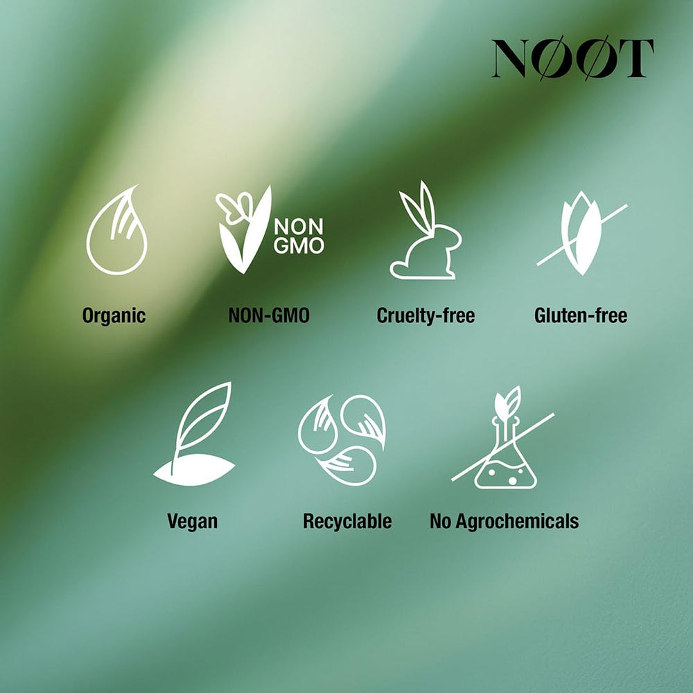 NOOT CoQ10 bottle displayed with USA-made and non-GMO claims