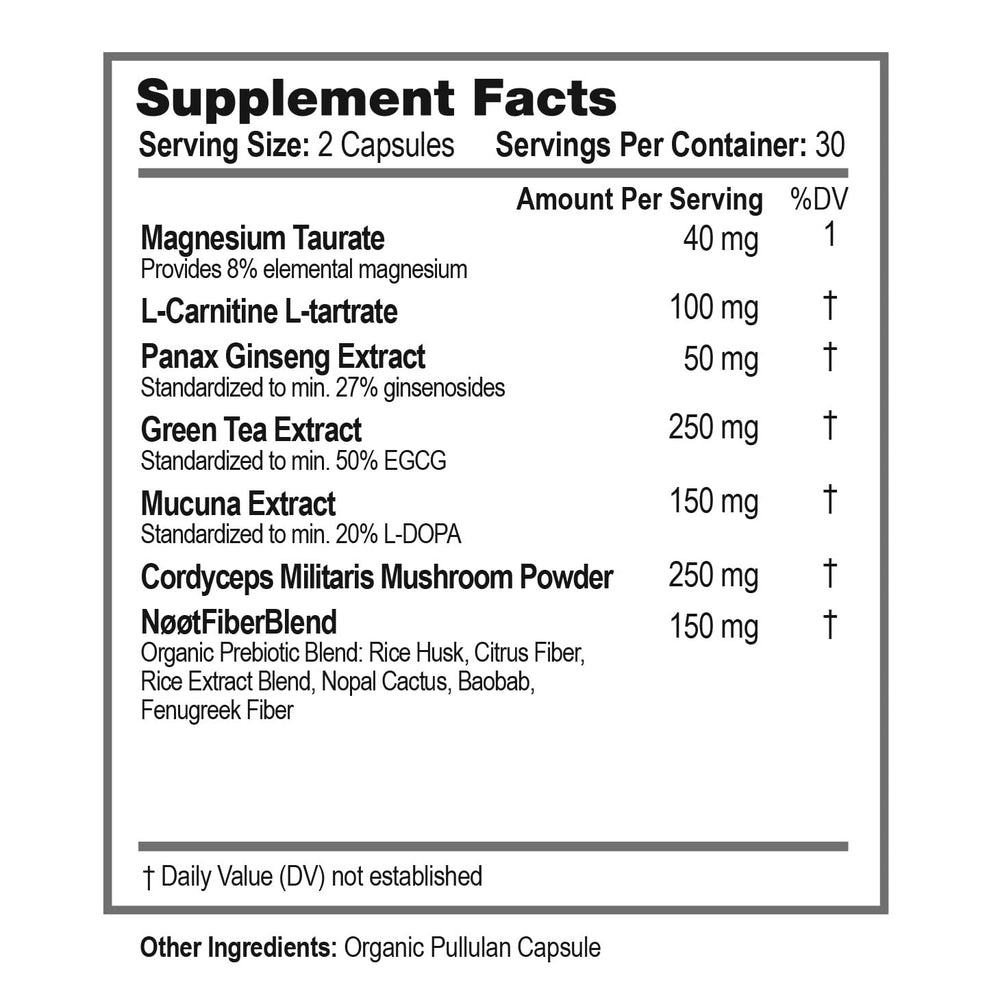 NOOT Pre Workout natural formula with green tea extract for metabolism and focus