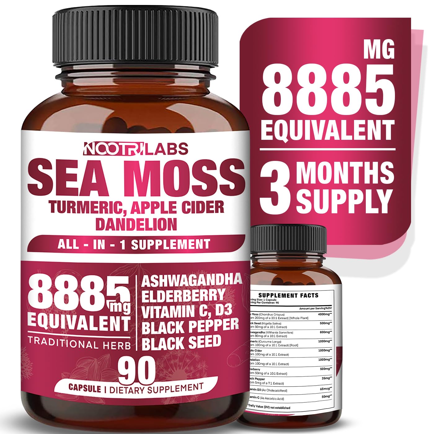 NootriLabs Naturals All-in-1 8885mg bottle pour demonstrating a daily wellness routine