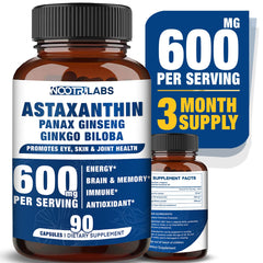 Nootrilabs Naturals Astaxanthin bottle front for eye health and energy support.
