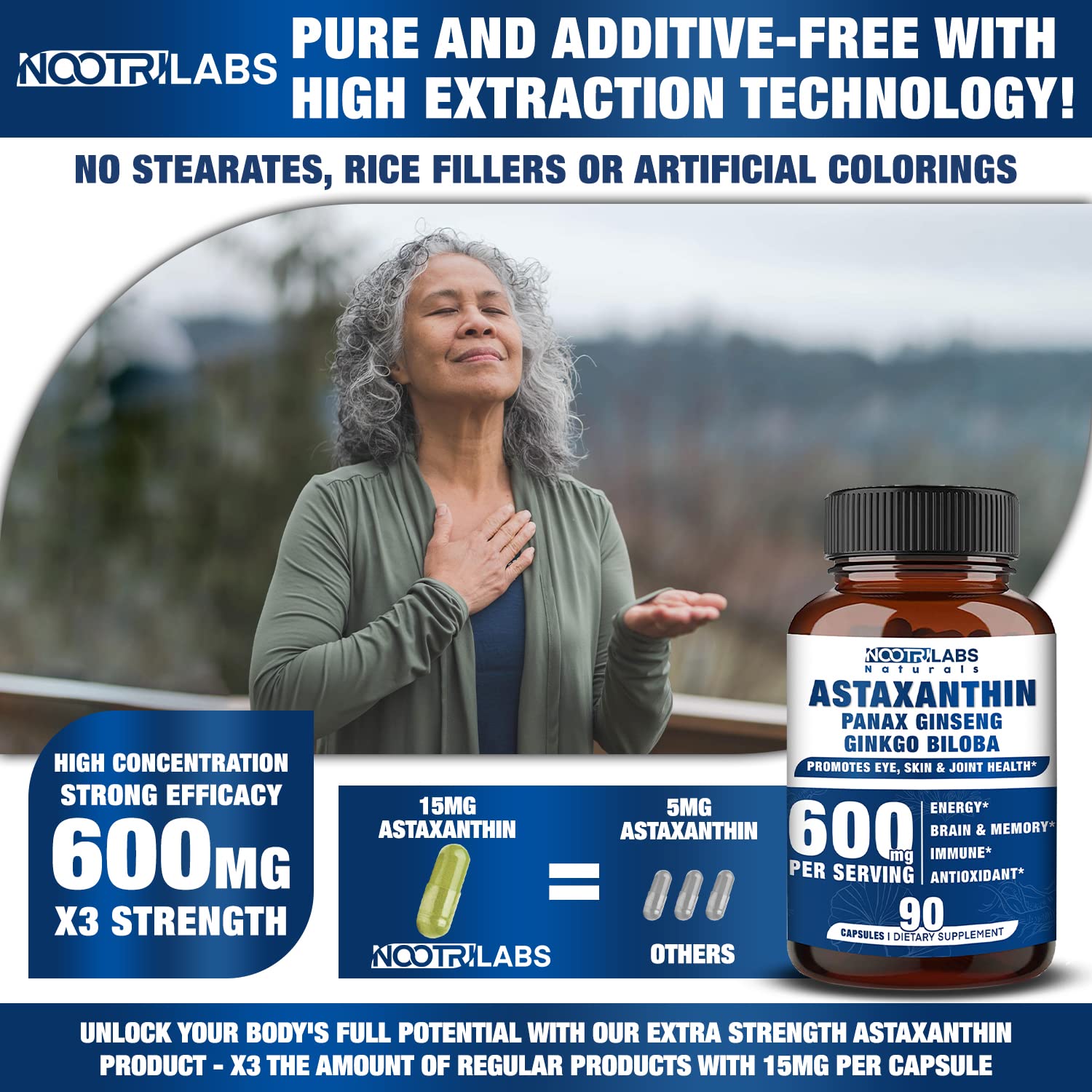 Nootrilabs Naturals Ginkgo Biloba panel highlighting cognitive support ingredients.