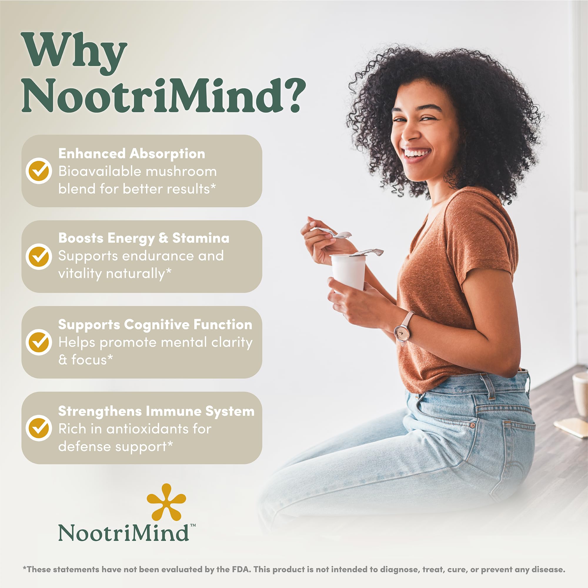 Nootrimind Reishi capsules arrangement signals calm and balance.
