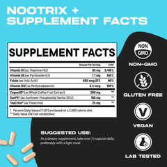 Nootrix Brain Plus bottle with a glass of water supporting a simple morning routine.