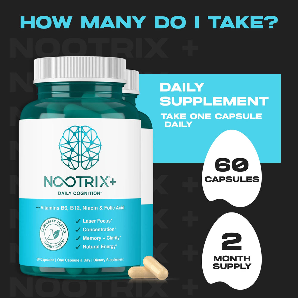 Nootrix Brain Plus on a desk during study sessions for improved concentration.