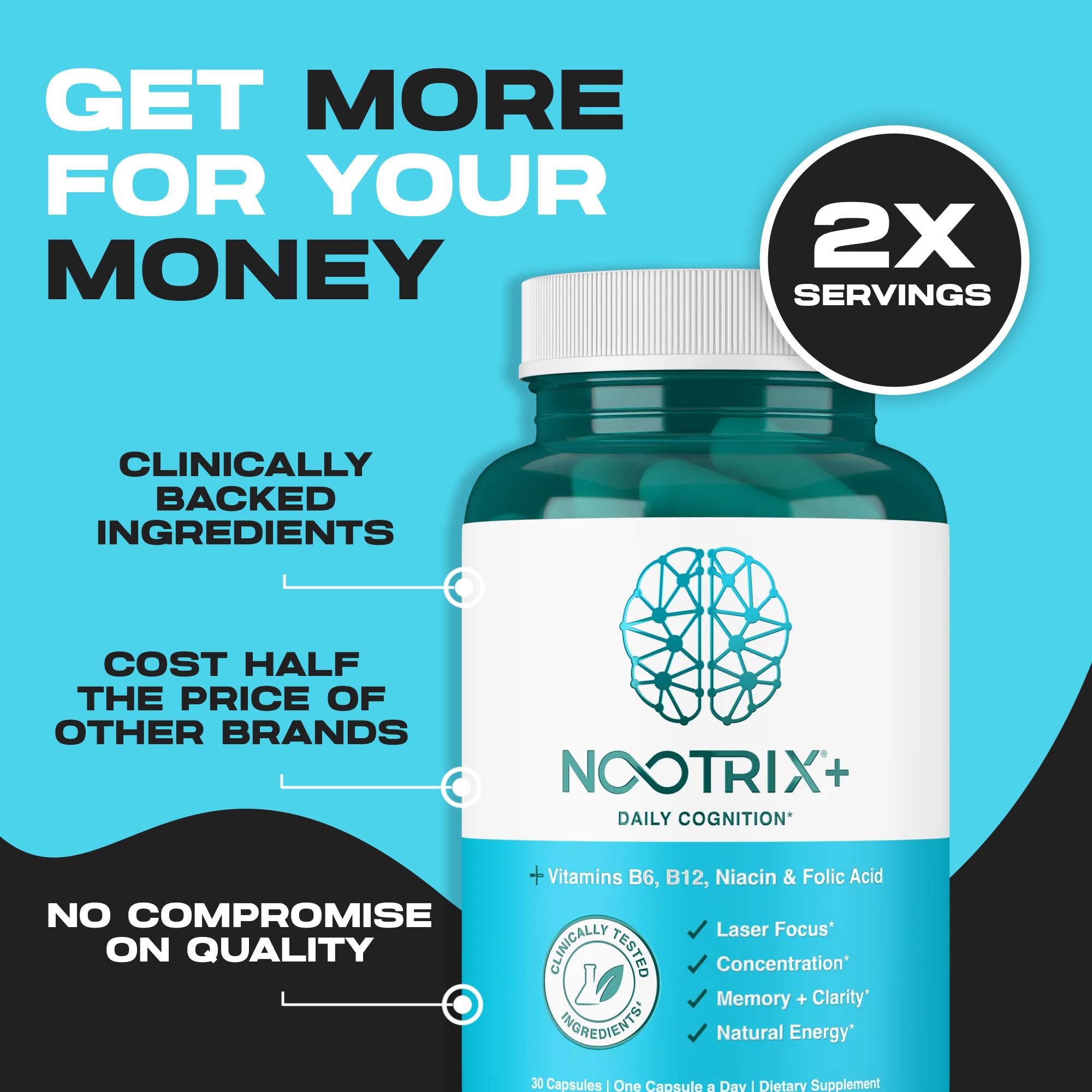 Nootrix Brain Plus GMP badge on packaging signals quality and safety.