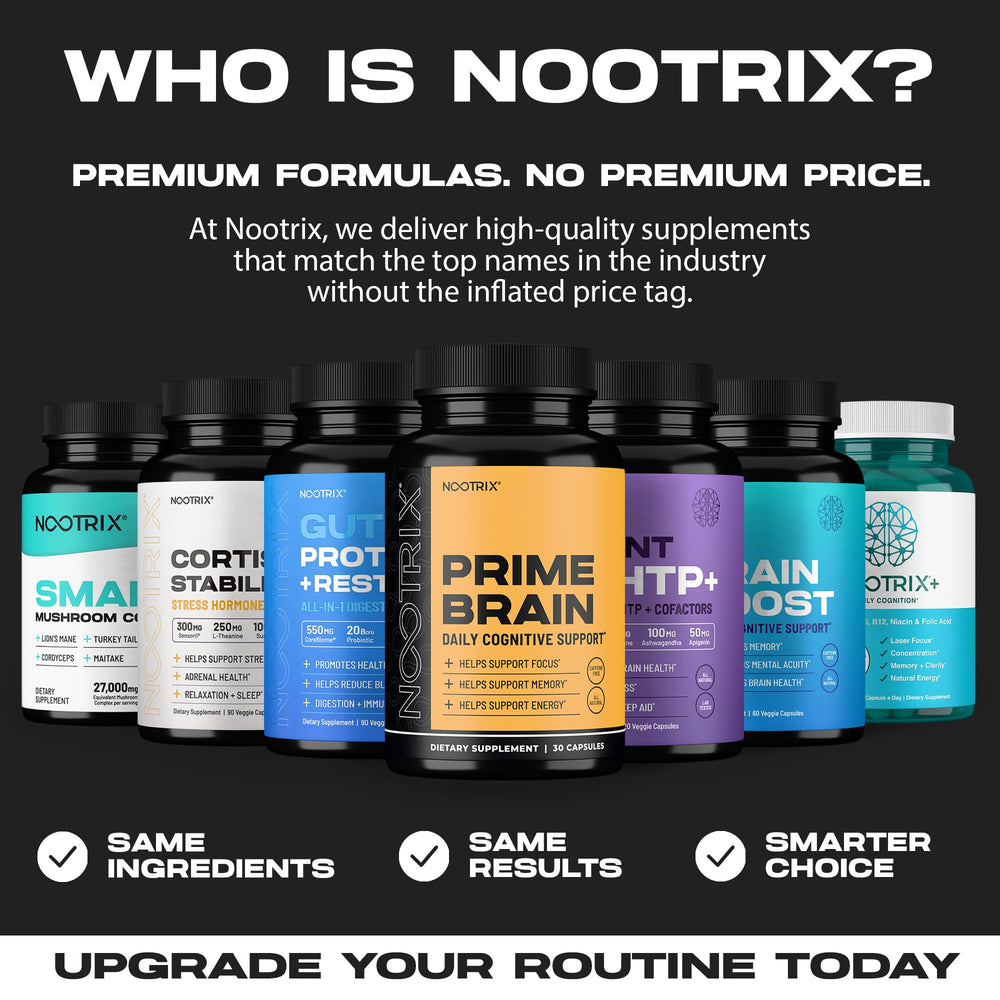 Nootrix Brain Plus packaging on a store shelf for easy comparison of benefits.