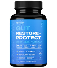 Nootrix Gut Restore bottle displaying probiotic prebiotic postbiotic blend for digestive support