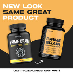 Nootrix Prime Brain label detail highlights Lion’s Mane and Ginkgo.