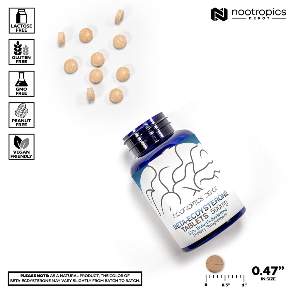 Nootropics Depot Beta Ecdysterone label close-up with batch details