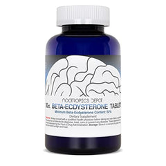 Nootropics Depot Beta Ecdysterone tablets back view showing dosage and supplement facts
