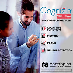 Nootropics Depot Cognizin bottle pouring capsules for quick daily use.