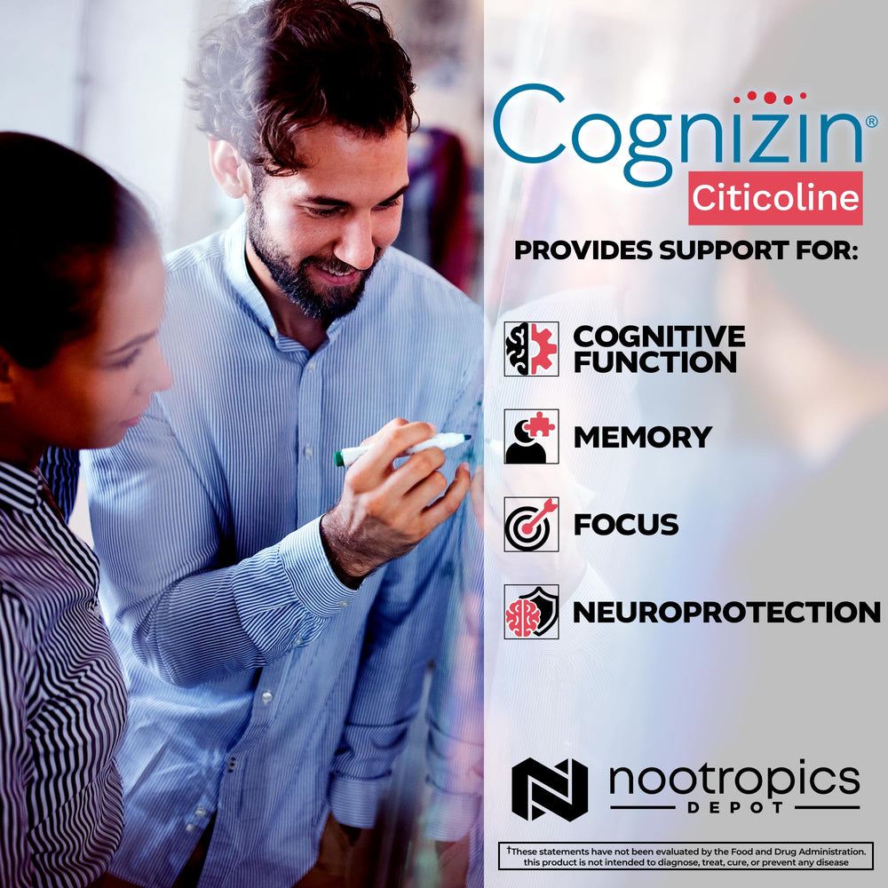 Nootropics Depot Cognizin capsules bottle being opened for daily focus support