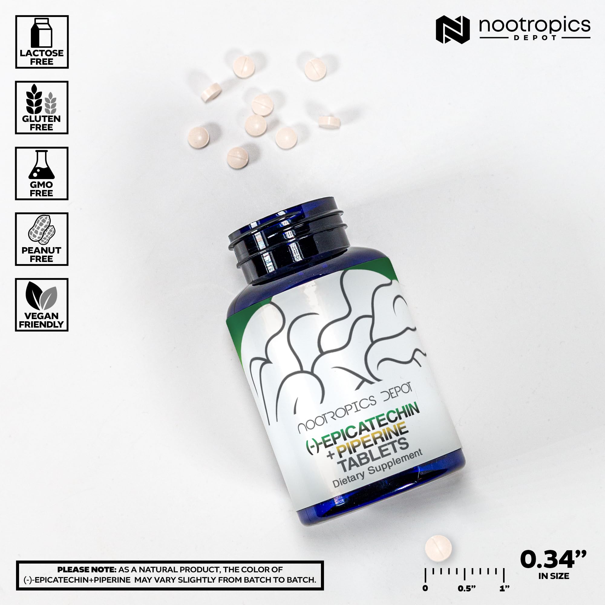 Bottle label highlighting Piperine and Green Tea Extract for absorption.