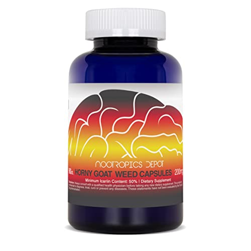 Nootropics Depot Horny Goat Weed 90-count bottle shown for convenient daily use.