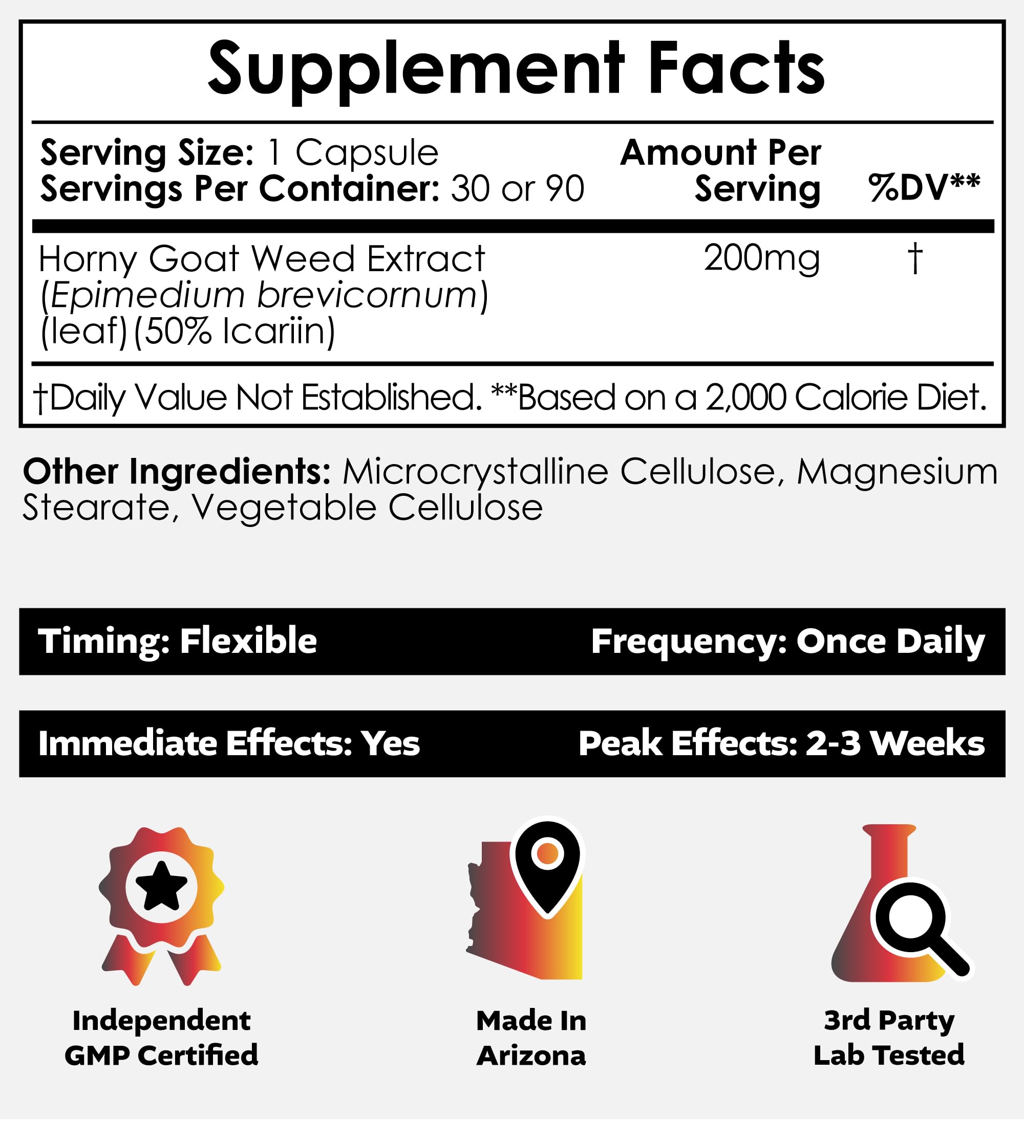 Nootropics Depot icariin 50% extract packaging emphasizes standardized potency for reliable capsules.