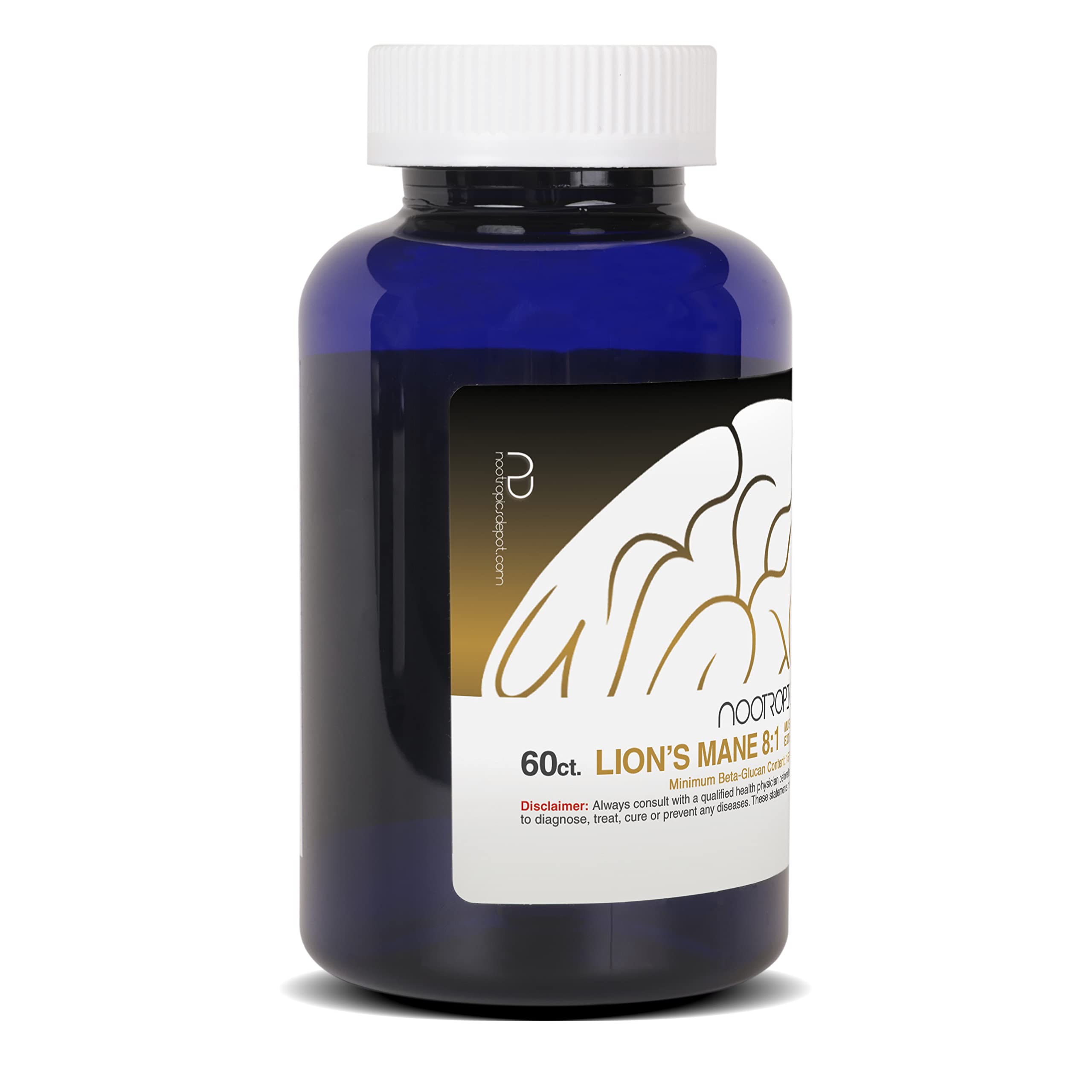 Nootropics Depot Lions Mane capsule on desk part of routine.