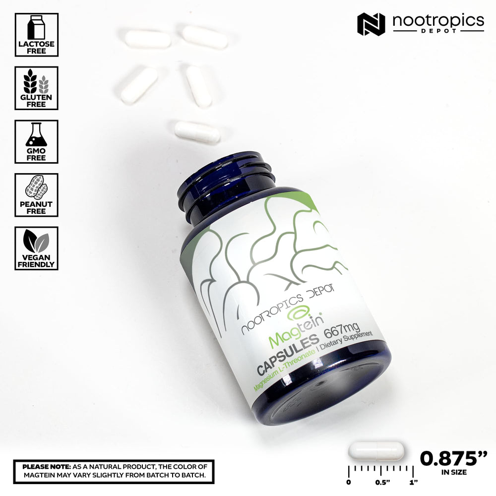 Nootropics Depot Magtein bottle cap close-up highlighting quality