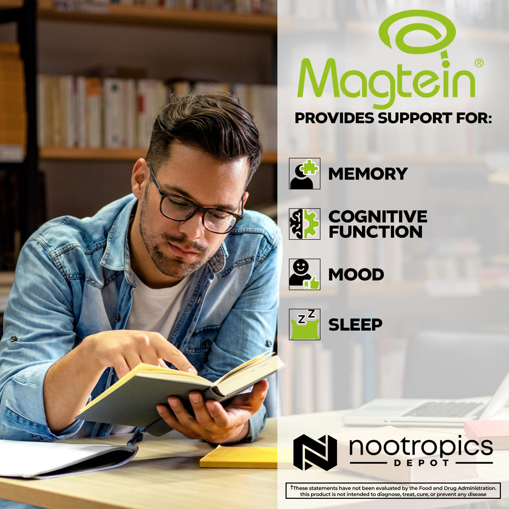 Nootropics Depot Magtein label detail referencing MIT science formula