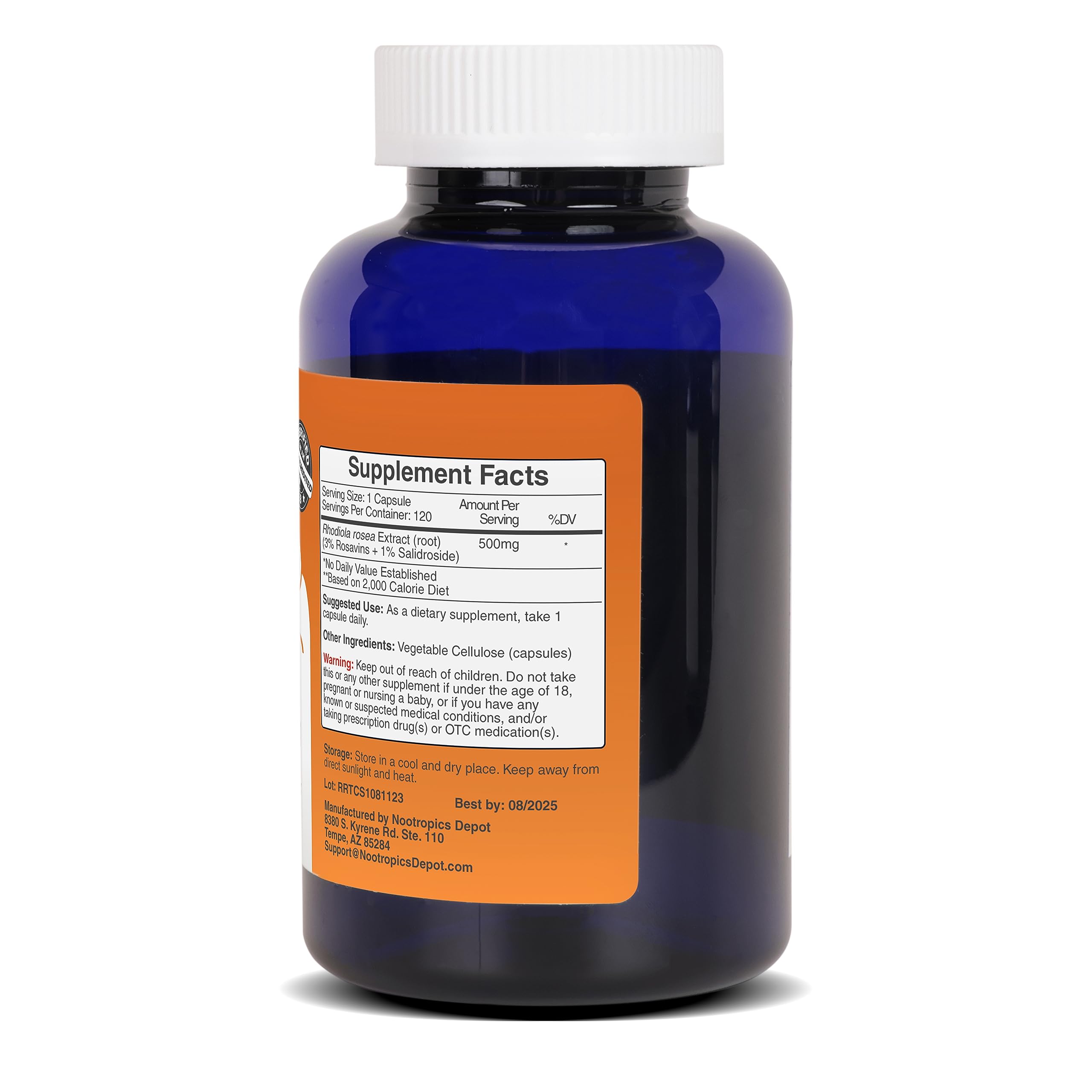 Sealed bottle and packaging ready for daily routine with Rhodiola Rosea.
