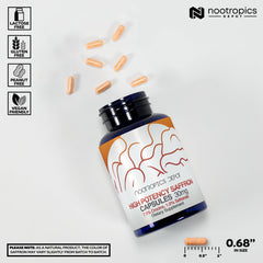 Nootropics Depot saffron extract pack-shot showcasing high potency saffron capsules.