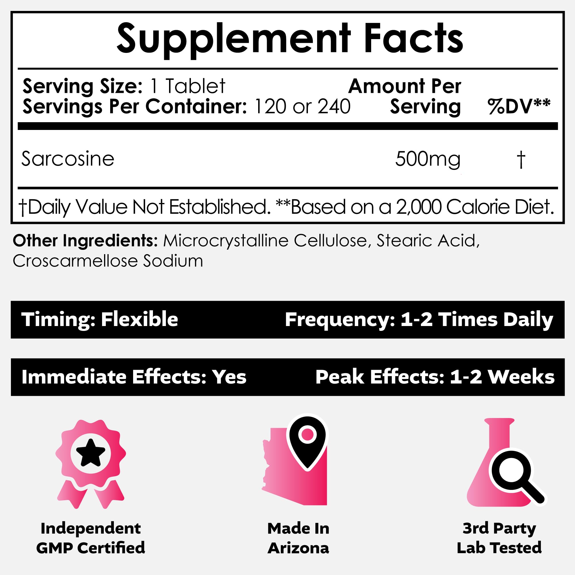 Nootropics Depot Sarcosine chewable 500 mg convenient daily dose