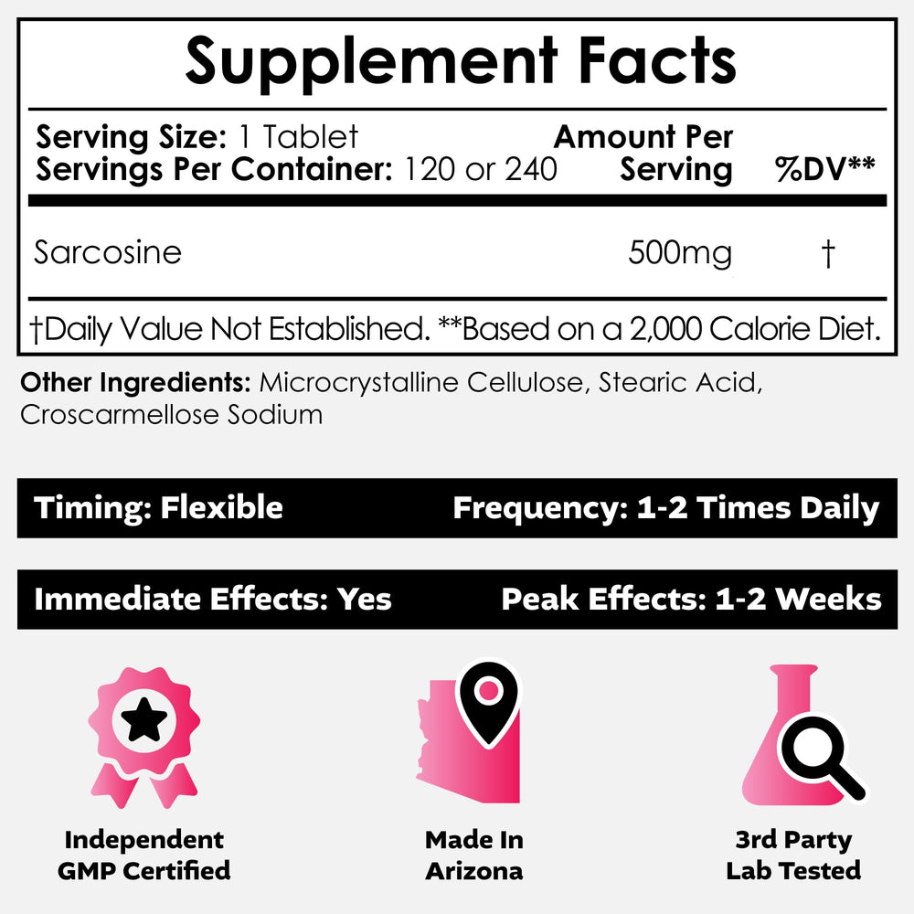 Nootropics Depot Sarcosine chewable 500 mg convenient daily dose