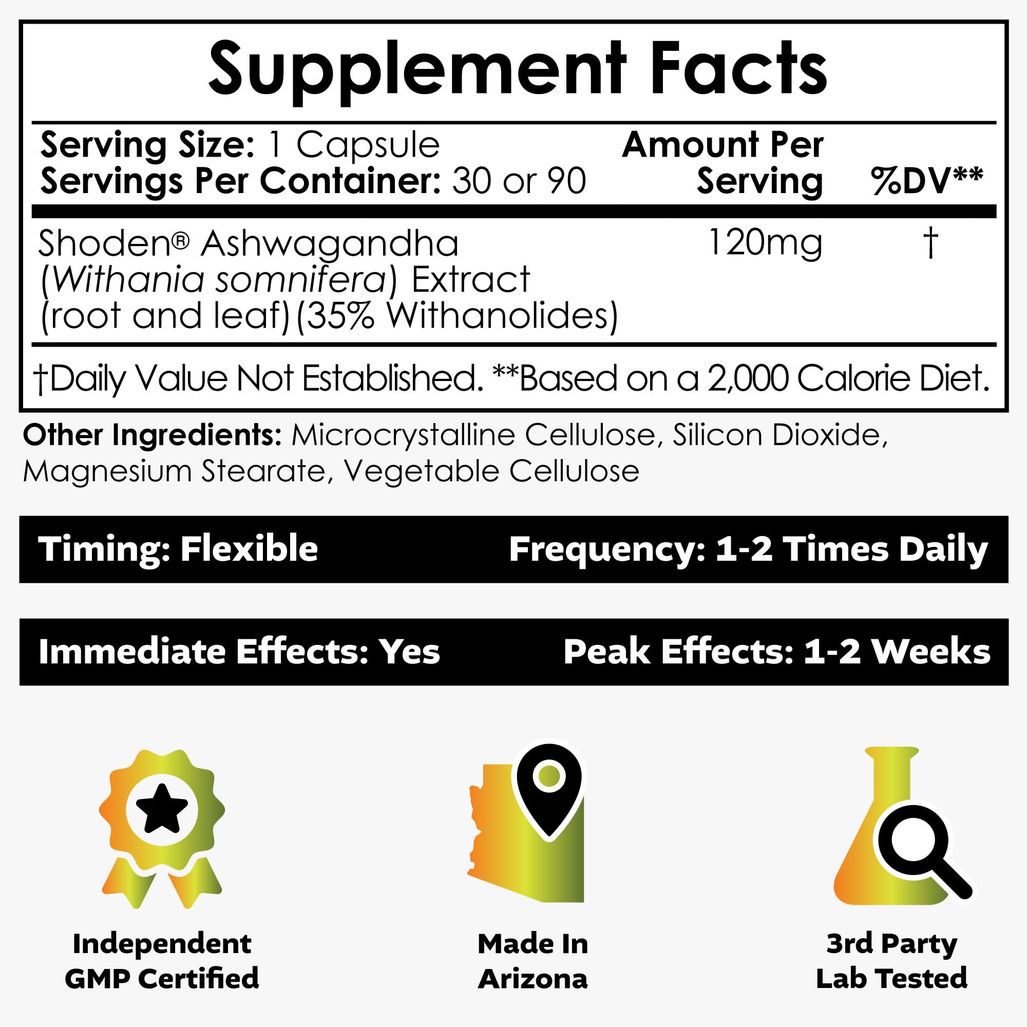 Shoden Ashwagandha capsule close-up showing high withanolide glycosides for wellness support.