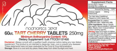 Nootropics Depot label-closeup highlights 10% anthocyanins for antioxidant support.